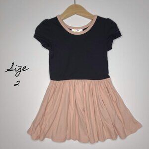 DotDotSmile Size 2t Classic Cap Dress - NWT Pink and Black color block
